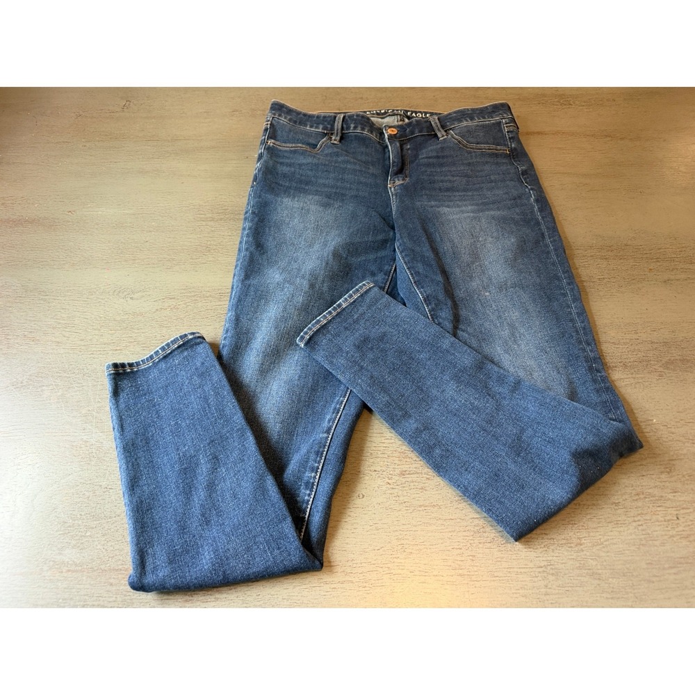 American Eagle Dream Stretch Jeggings Medium Wash Denim Jeans Size 10 Long